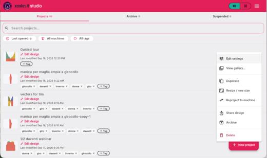 Projetos · o menu ⋮